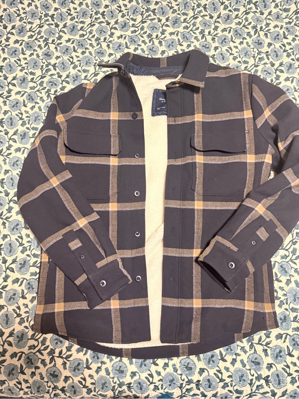 Abercrombie & Fitch Brown Plaid Sherpa-Lined Shirt Jacket